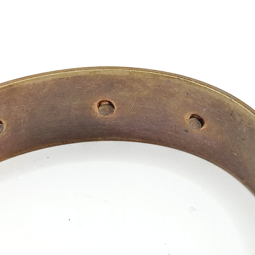 Copper Cuff Artisan Signed Diamond & Circle Rivets Vintage Bracelet with Wear - Picture 11 of 24