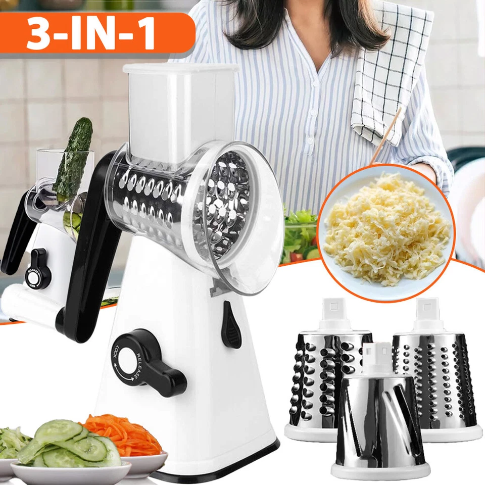 3in1 Multifunktions Gemüseschneider Gemüsehobel Obstschneider Trommelreibe DE
