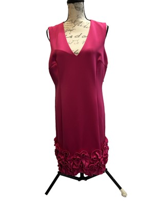 Donna Ricco Women's Pink Sleeveless V-Neck Cupcake Hem Sheath Dress Size 16