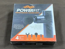 Powerfit Percussion Massager 4 Speed Levels, 4 Massage Tips BK3446Q, NIB Sealed.