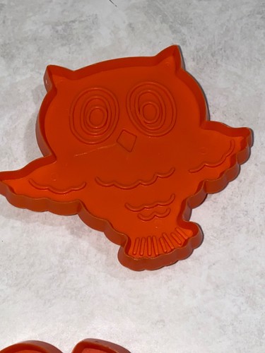 RAR Vintage 1975 Halloween Ausstecher Orange Kunststoff Punze Karten Eule, Katze - Bild 3 von 9