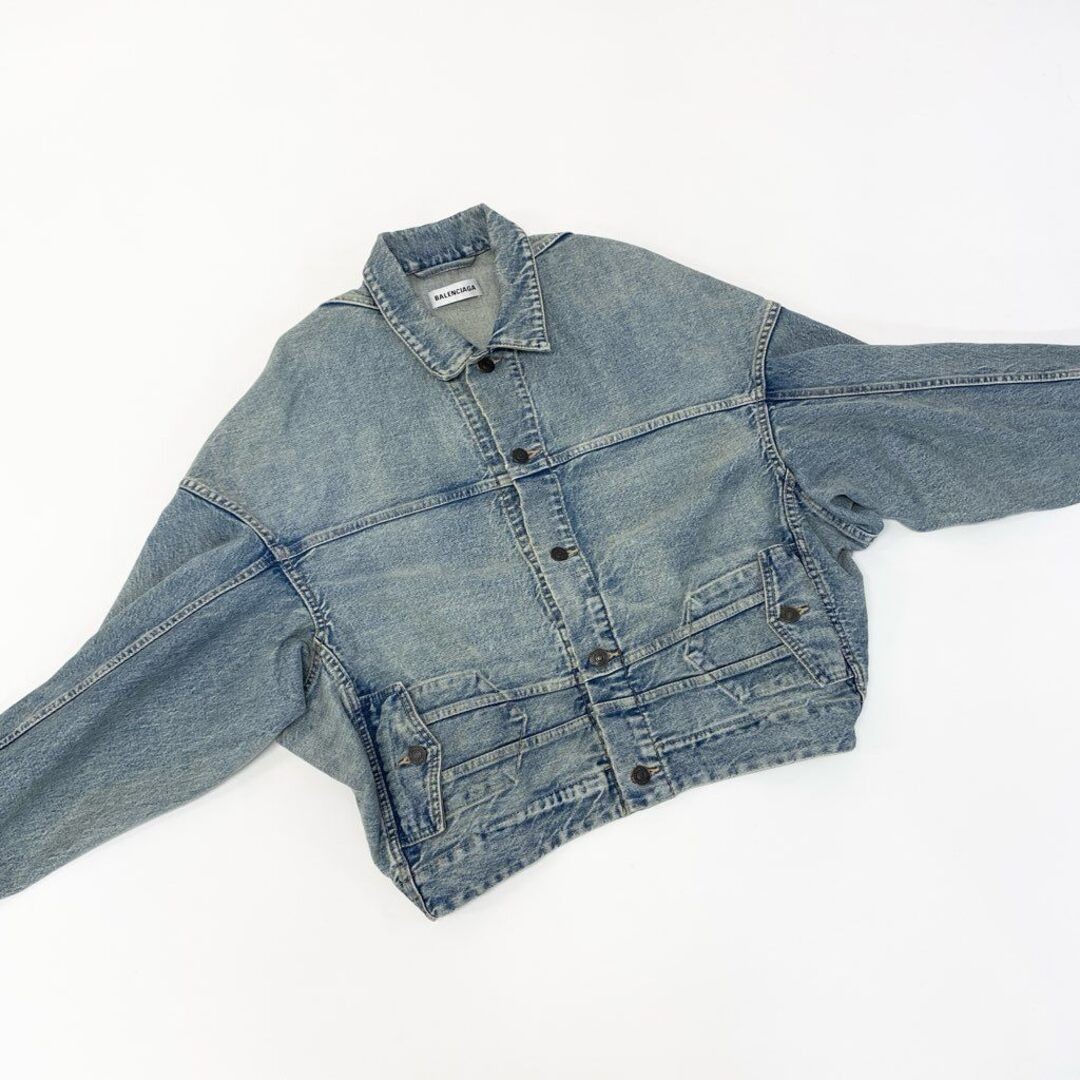 29a9 BALENCIAGA Denim Jacket G Jean Oversized Deformed Design Short Used AYAN-0 thumbnail 3