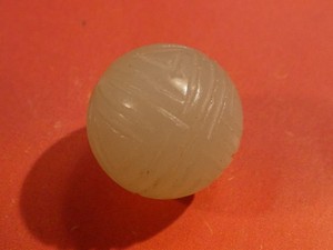 RARE ANTIQUE DETAILED SCULPTED CHINESE CELEDON HUED BOWENITE ZHOU BEAD 12.4 MM