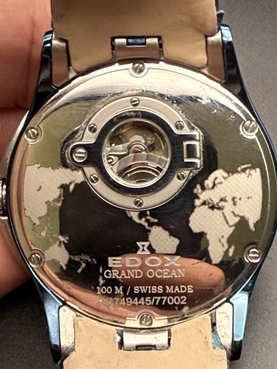VTG Edox Grand Ocean Regulator Automatic Watch 77002-357B BUIN