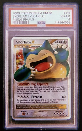 2009 POKEMON PLATINUM RISING RIVALS #111 SNORLAX LV.X-HOLO RISING RIVALS PSA 4