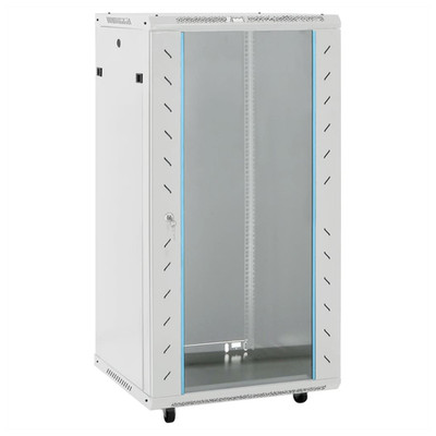 Netzwerkschrank 19'' grau kaltgewalzt Stahl Glas 60x45x86 cm abschließbar 15HE IP20