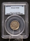 1919-D Buffalo Nickel 5c PCGS VF-30 VF30 • Semi-Key Date • 1919D