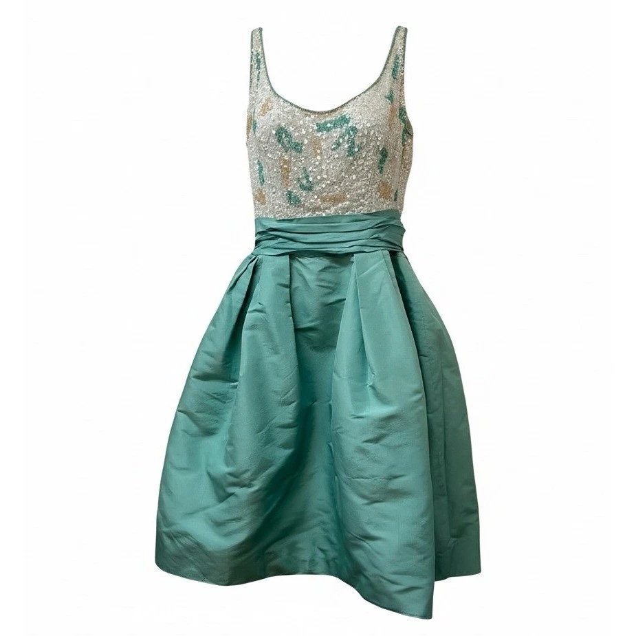 slim fit dress slacks Unique Vintage Delores 1950s Emerald Green Swing Dress
