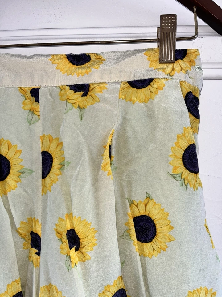 Pantalones Cortos De Colección ESCADA 100% Seda Forrados Girasoles 🌻 Fluidos Hechos en Alemania Talla 36 6 Foto 3 de 4