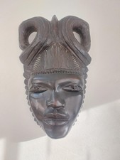 Masque Africain Baoulé en Ébène Massif (2,9kg) - Sculpture artisanale