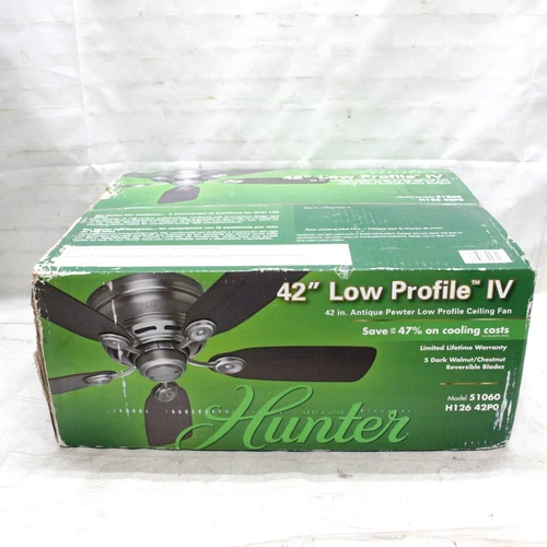 Hunter Classic Series 42" Indoor Low Profile IV Ceiling Fan 51060 Sealed - Picture 1 of 10