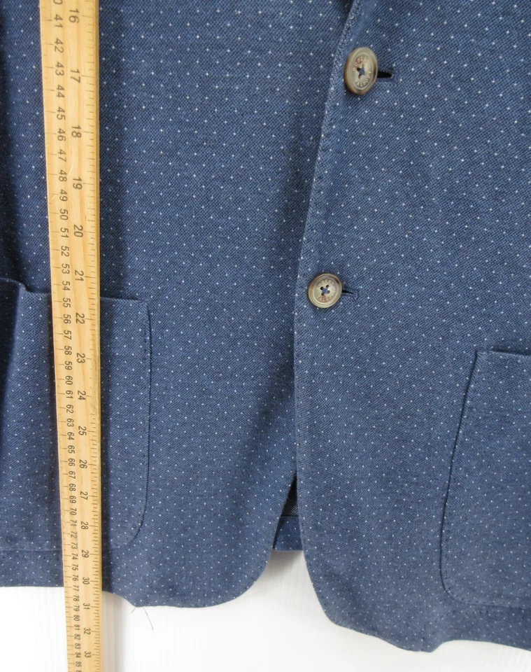 Abrigo deportivo Robert Talbott para hombre Blazer azul medio chaqueta sin estructura lunares Foto 4 de 4