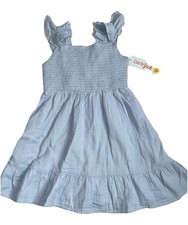 Girls Summer Blue Pastel Dress Size 4/5T Cat  Jack 100 Cotton With Pockets