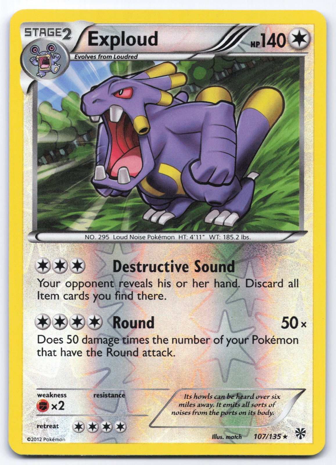 Exploud 107/135 Plasma Storm Reverse Holo Rare Pokemon Card