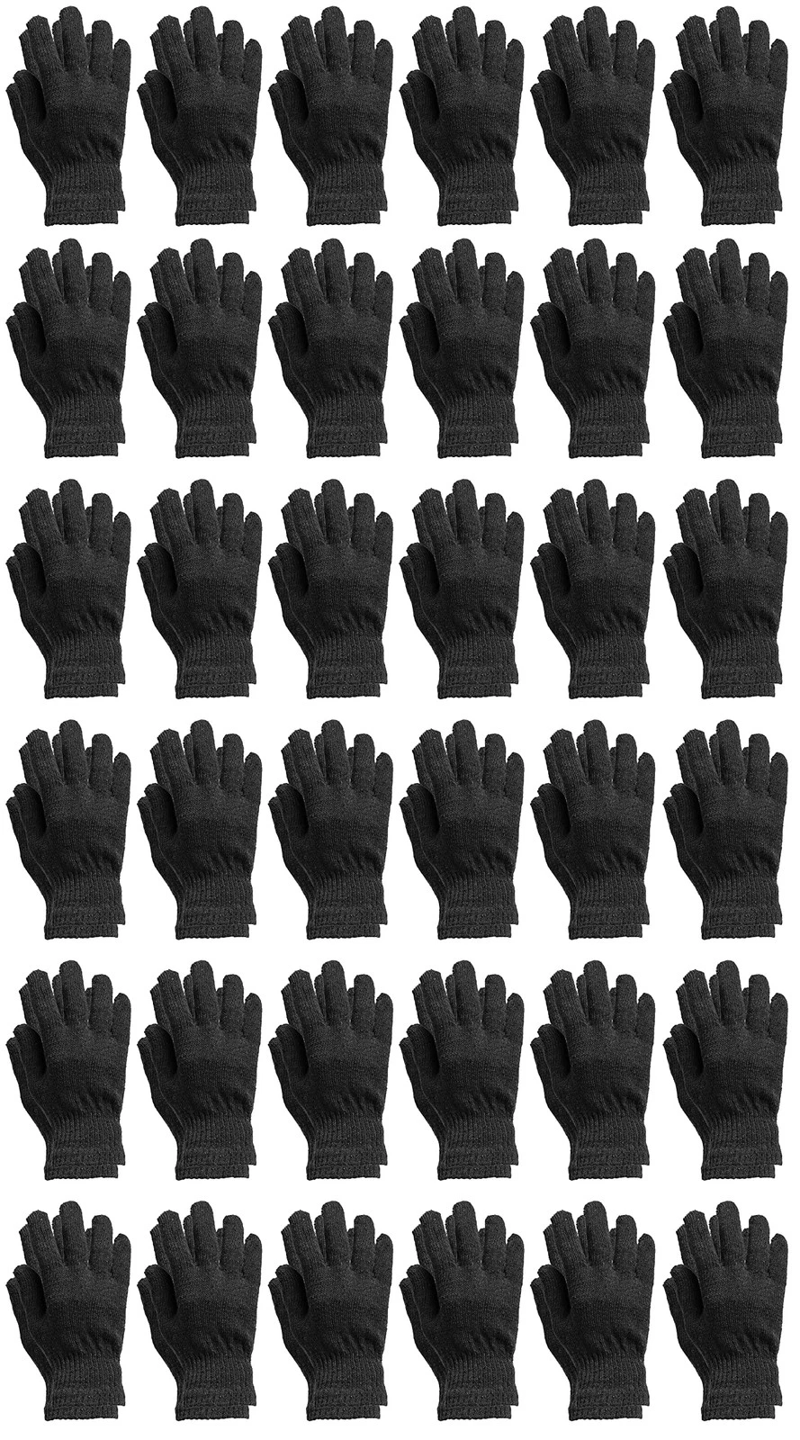 36 Units of Black Magic Stretch Gloves Bulk Thermal Winter Gloves Solid Black