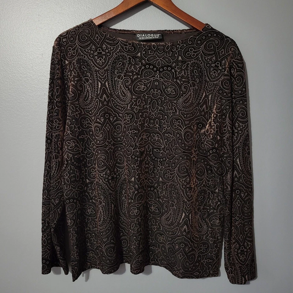 Top Diálogo Burnout Terciopelo Talla XL Paisley Artístico Boho Country Mujer Único Foto 4 de 4