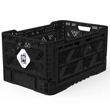 Bigant Heavy Duty Collapsible & Stackable Plastic Milk Crate - Snap Lock Fold...