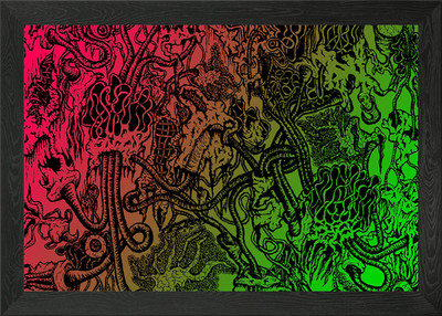 Chaos in my Mind - Pen Doodle gerahmtes Wandbild Poster Leinwanddruck Bild