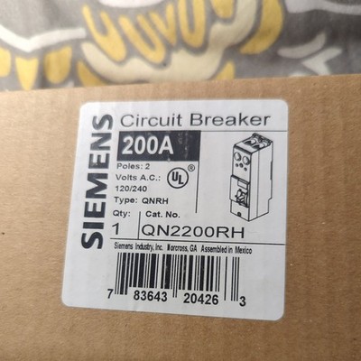 ITS Siemens QN2200RH 2 Pole 200 Amp 120/240 Volt 22K AIC Main Breaker