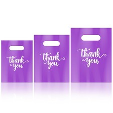 Eersida 200 Pcs Thank You Plastic Bags with Handles Die Cut Plastic Shopping ...