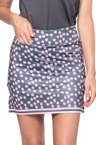 Golftini Womens Tee Time Pull-On Straight Skort 17.5 - Slate Grey/Rose Pink