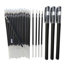 Gel Pen Refill Set Kit 20 PCS Black Ink Refills with 3 Gel Pens 0.5mm Office