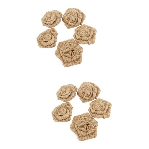 10 piezas flores de arpillera rosa para decoración de boda de Navidad (luz - Imagen 9 de 10