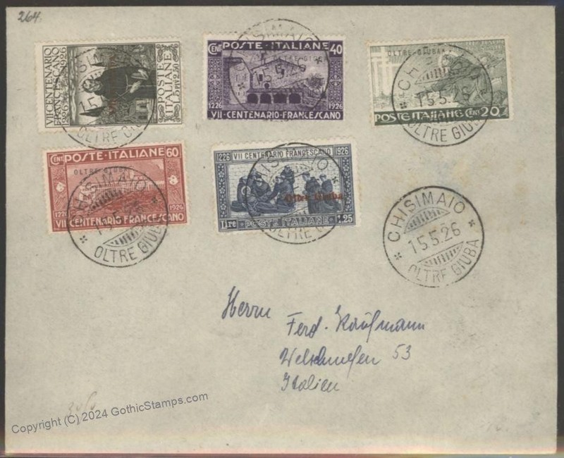 Italy Colonies 1926 St Francis Oltre Giuba Set Cover Chisimaio 112549