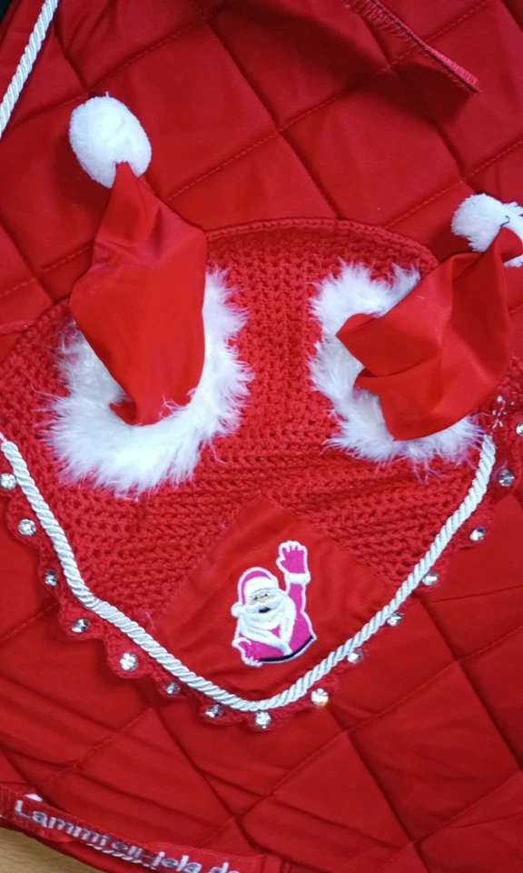 Weihnachten Set Rot Mit Glitzersteinen Schabracke/Fliegenhaube Full - Bild 2 von 4