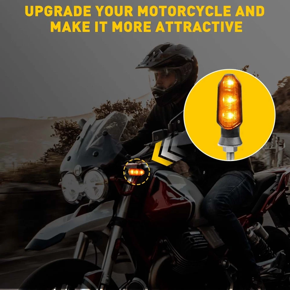 4 piezas Luz LED Giratoria Motocicleta Intermitente Indicador Humo Ámbar Universal Foto 3 de 4