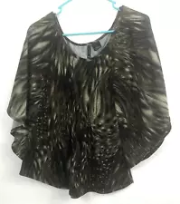 Women's New Directions Multicolor Abstract Scoop Neck Flutter Sleeve Blouse M