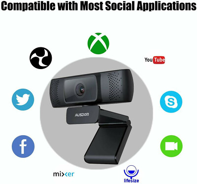 AUSDOM AF640 Full 1080P HD Business Web Cam w/Autofocus Webcam