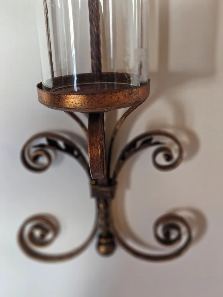 Apliques de hierro/vidrio de pared toscano (juego de dos) Foto 4 de 4