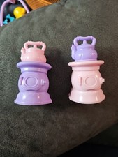 Plastic Toy Tea Kettles On Stove- No Markings Each Figure Measures 2inx1.5inx3i