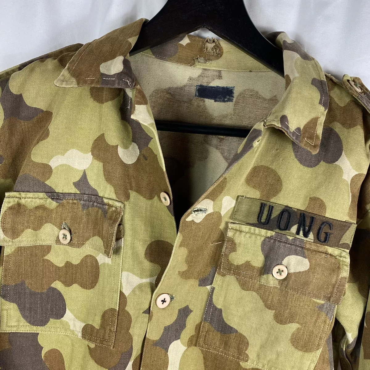 Original Vietnam War ARVN South Vietnamese Police Cloud Camo Jacket Patched