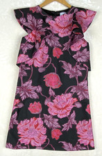 Belle Badgley Mischka Mini Gina Dress Womens 2 Black Pink Floral Lined Cocktail