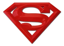 4" superman logo shield dc comics red acrylic standard auto emblem usa made