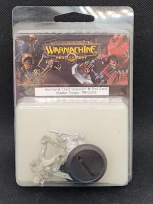 Warmachine Mechanik Chief Assistant & Stat Card Khador Troops