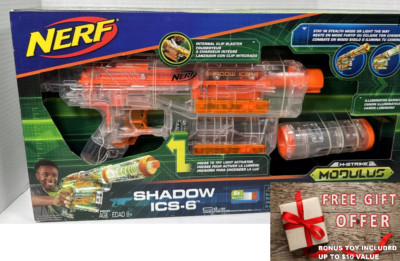 Nerf Modulus Shadow ICS-6 light up Ghost Ops Blaster New in Box *Plus Free Gift*