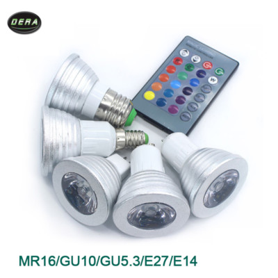 3W LED E27 E14 GU10 MR16 RGB LED Bulb Spotlight lamp downlight 