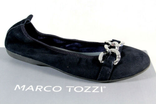 Marco Tozzi Ballerines Chaussons Chaussures Basses Escarpins Bleu Cuir 22123 Neu - Photo 1/9