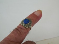 vintage STERLING SILVER BLUE STONE MARCASITE SIZE 5 1/4 RING