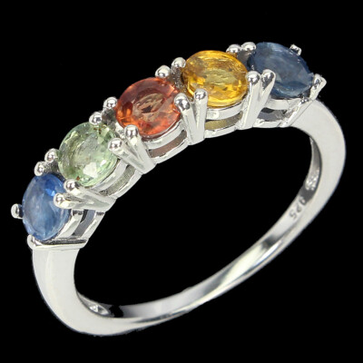 Bague En Argent Avec 3 Saphirs Ronds Taille 10 - Modèle R5004 - Neuf Sans Emballage