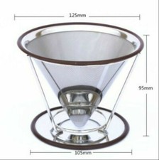 Edelstahl Kaffeefilter Kegel Netz Tropfer Sieb 125mm für 1-4 Person