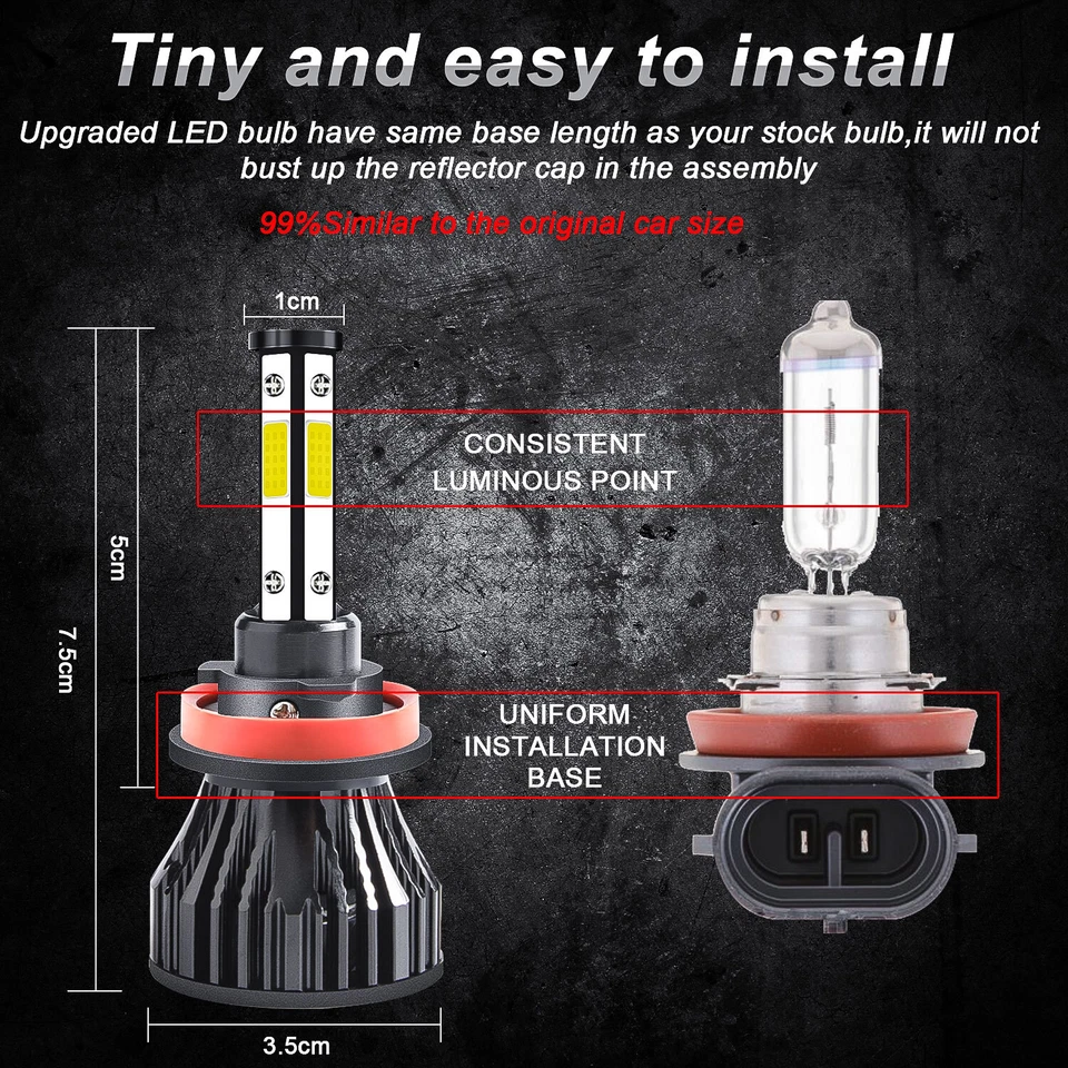 Bombilla faros LED 4 lados 9005+H11 alta baja para Suzuki GSXR600 GSXR750 2008-2010 Foto 4 de 4