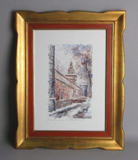 Quadro Dipinto Acquarello Marianelli Vista Antico Castello Sforzesco Milano
