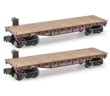2 PACK - O Gauge 10-1/2" Flat Cars - PENNSYLVANIA - New Item - Never Ran