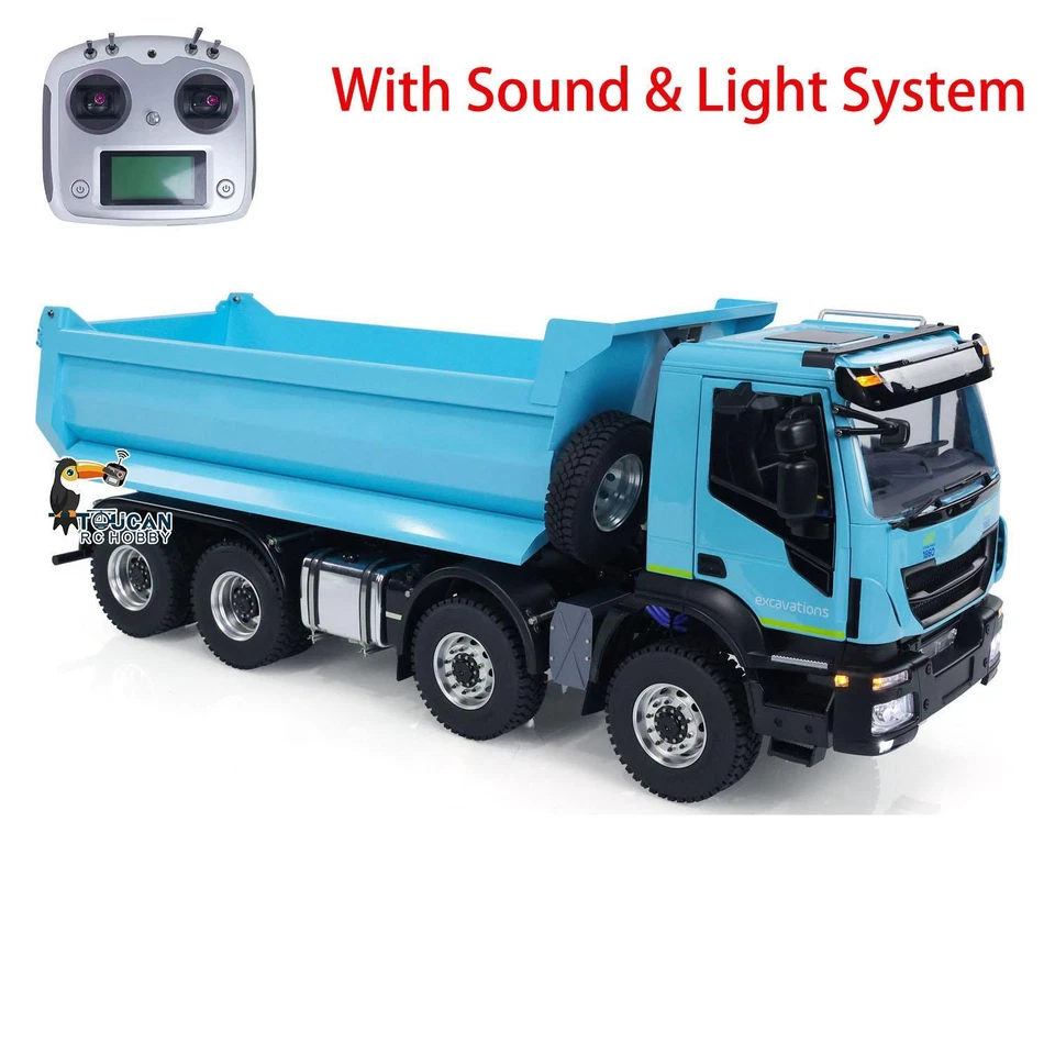 1/14 Hydraulic RC Dump Truck Metal 8x4 2-speed Radio Control Tipper Car Model - Image 3 of 4
