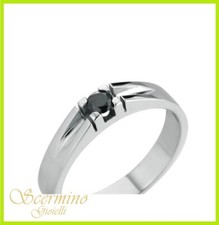 ANELLO DA UOMO IN ORO BIANCO 18K CON DIAMANTE NATURALE 0.05 CARATI CERTIFICATO