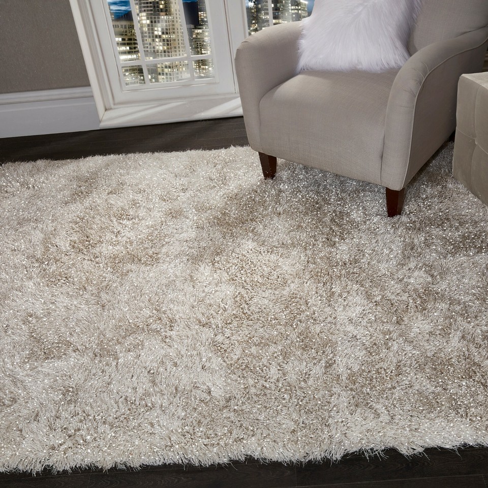 Shaggy Rug SHIMMER SPARKLE GLITTER 5.5cm Thick Soft Pile Large Living ...